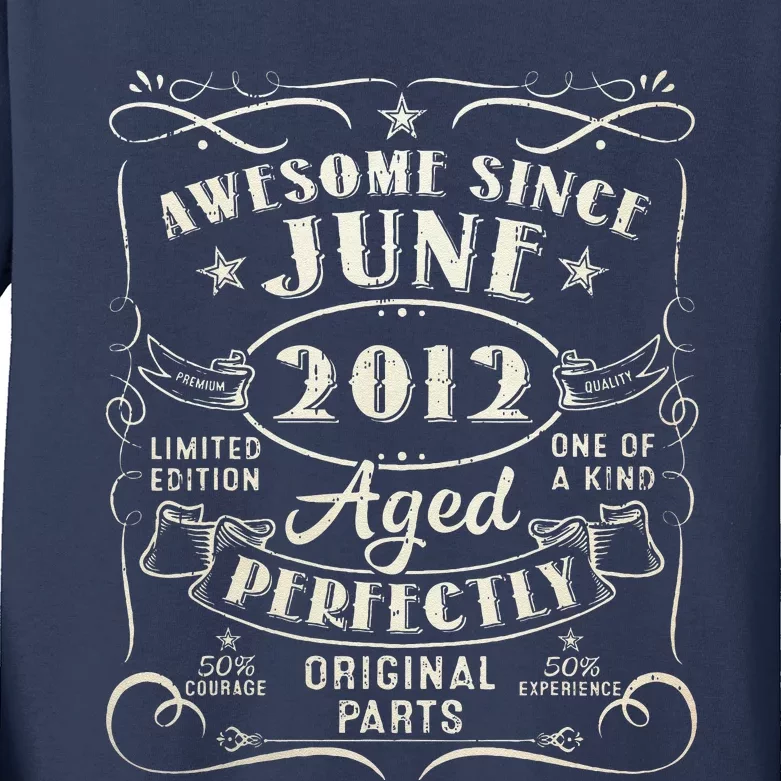 11 Year Old Awesome Since June 2012 11th Birthday Kids Long Sleeve Shirt