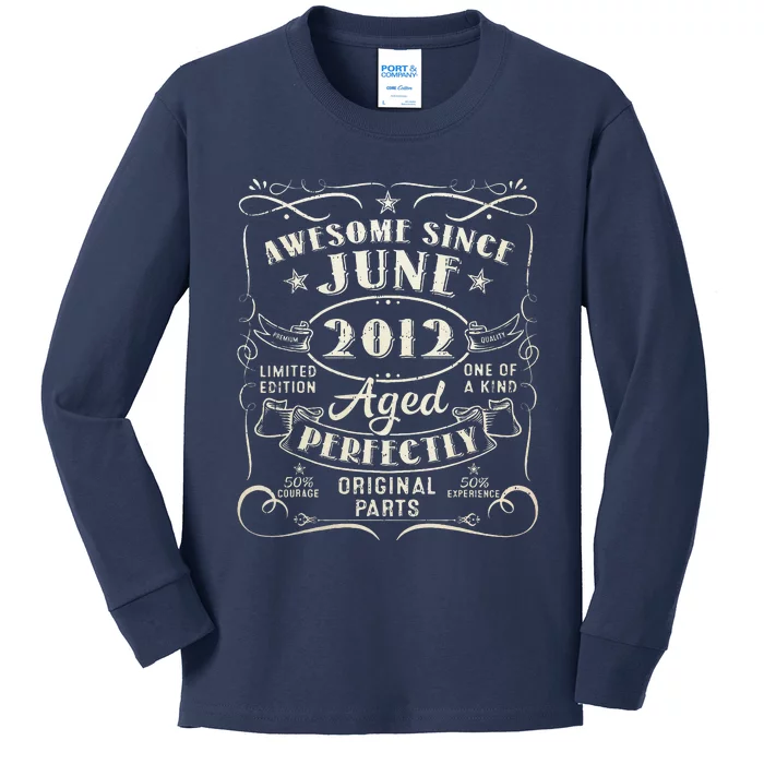 11 Year Old Awesome Since June 2012 11th Birthday Kids Long Sleeve Shirt