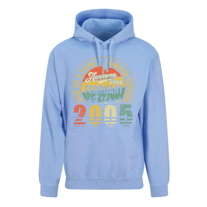 18 Years Old Gifts Vintage February 2005 18th Birthday Gift Unisex Surf Hoodie