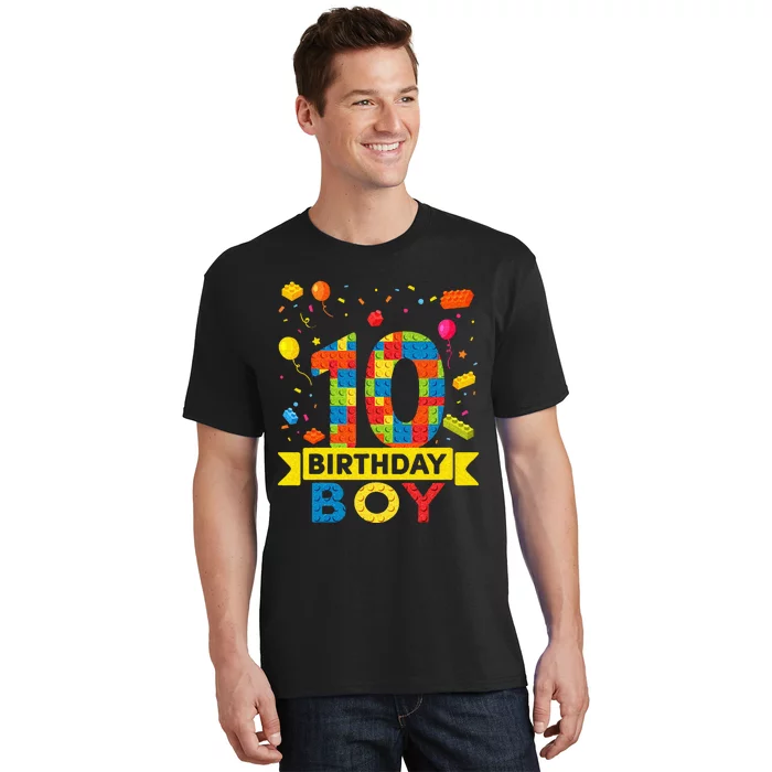 10 Year Old Building Blocks 10th Birthday Boy T-Shirt