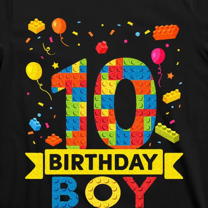 10 Year Old Building Blocks 10th Birthday Boy T-Shirt