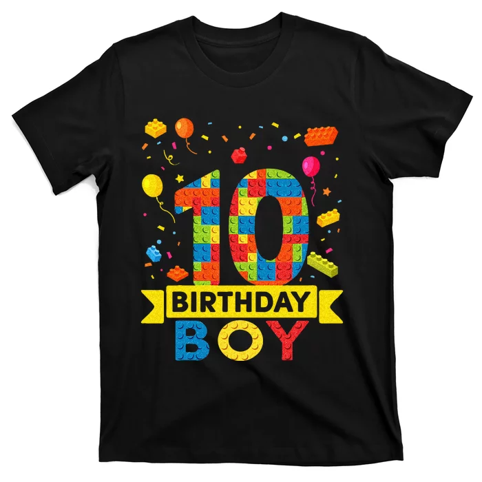 10 Year Old Building Blocks 10th Birthday Boy T-Shirt