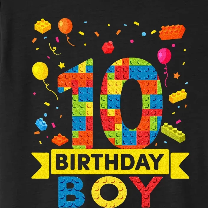 10 Year Old Building Blocks 10th Birthday Boy ChromaSoft Performance T-Shirt