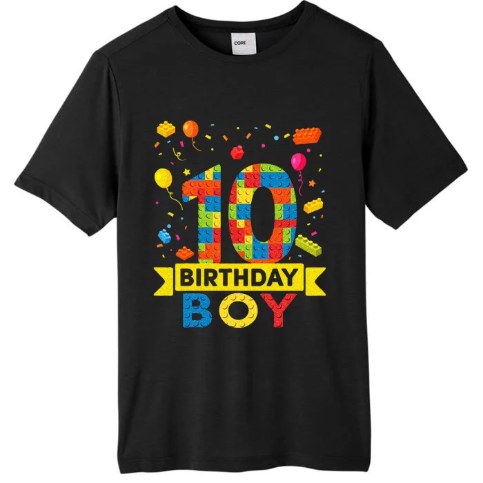 10 Year Old Building Blocks 10th Birthday Boy ChromaSoft Performance T-Shirt