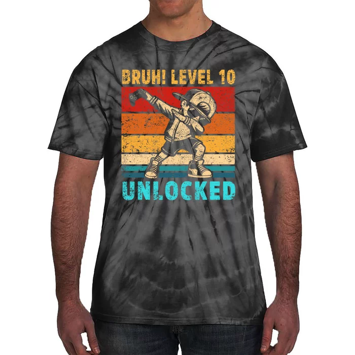 10 Year Old Birthday Dabbing Boy Bruh 10th Level Unlocked Tie-Dye T-Shirt