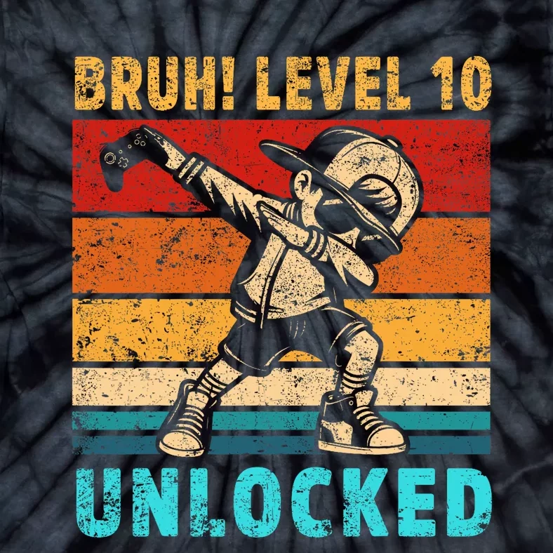 10 Year Old Birthday Dabbing Boy Bruh 10th Level Unlocked Tie-Dye T-Shirt