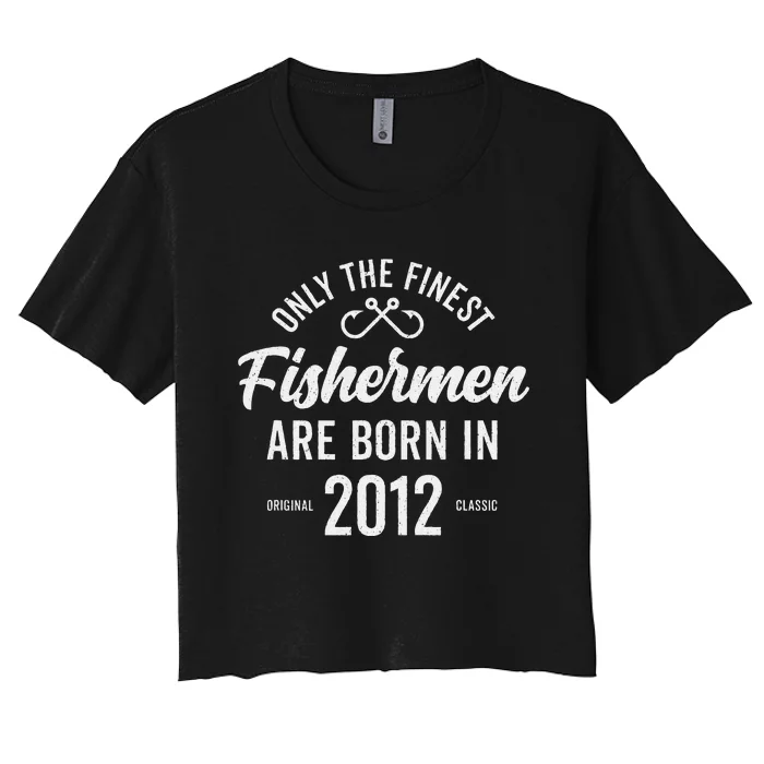 11 Year Old Fisherman Fishing 2012 11th Birthday Gift Women's Crop Top Tee