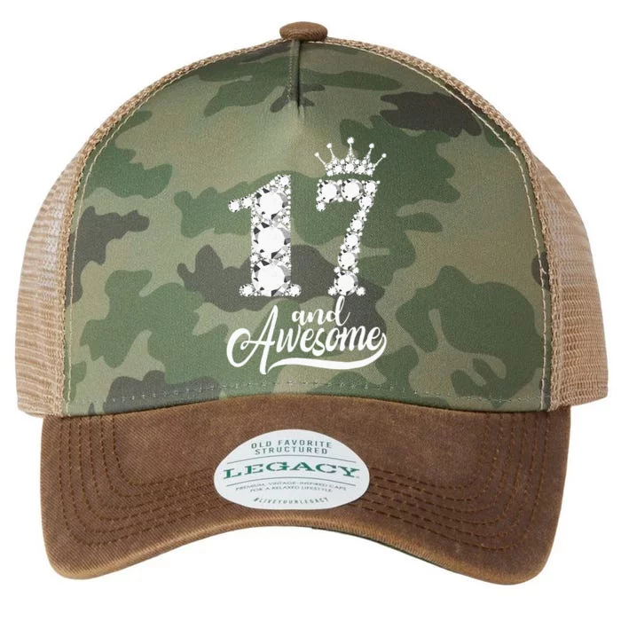 17 Year Old Gift 17 And Awesome 17th Birthday Diamond Crown Legacy Tie Dye Trucker Hat