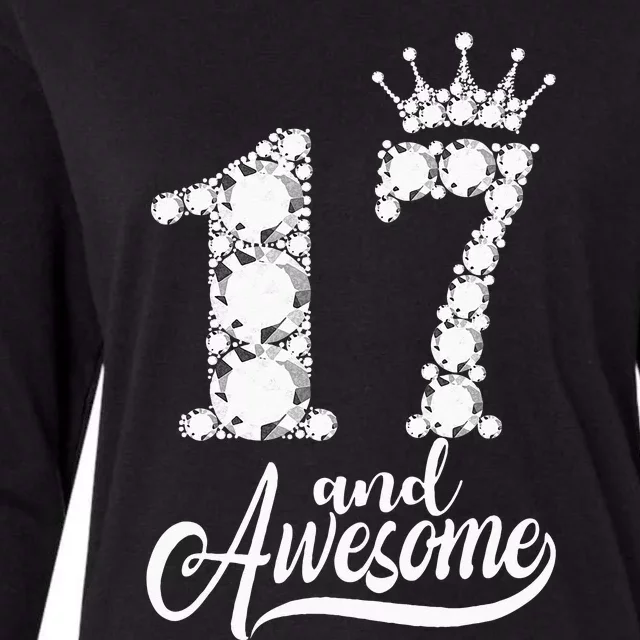 17 Year Old Gift 17 And Awesome 17th Birthday Diamond Crown Womens Cotton Relaxed Long Sleeve T-Shirt