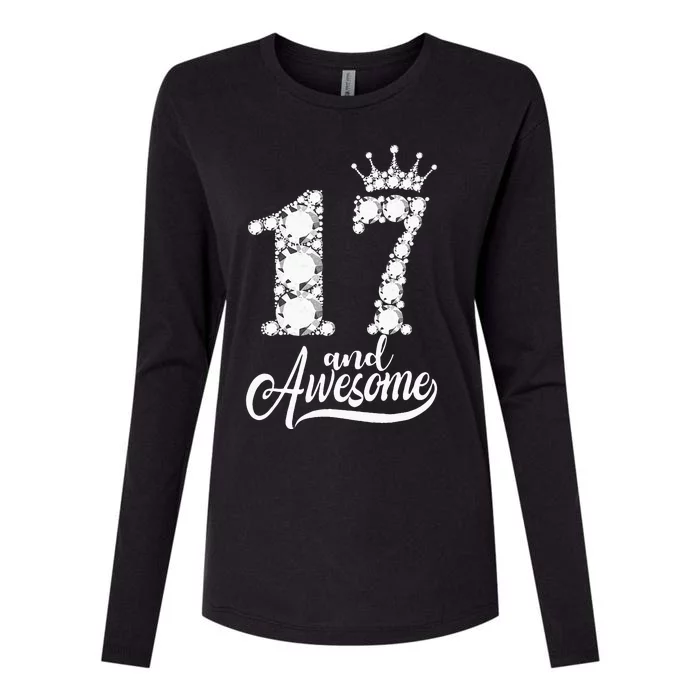 17 Year Old Gift 17 And Awesome 17th Birthday Diamond Crown Womens Cotton Relaxed Long Sleeve T-Shirt