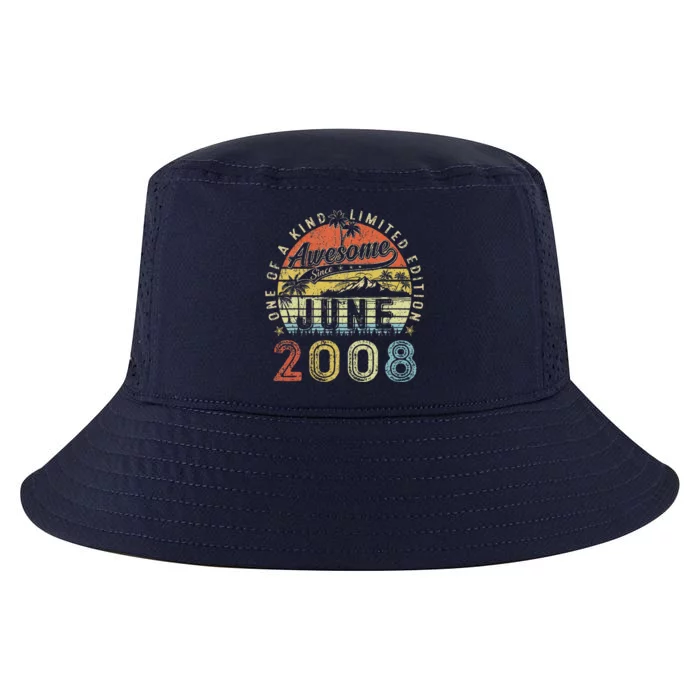 15 Year Old Awesome Since June 2008 15th Birthday Cool Comfort Performance Bucket Hat