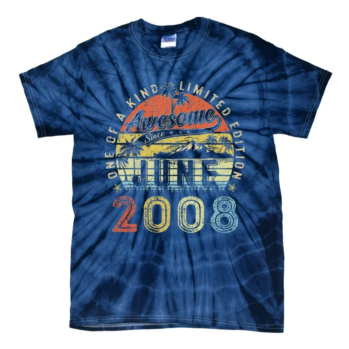 15 Year Old Awesome Since June 2008 15th Birthday Tie-Dye T-Shirt