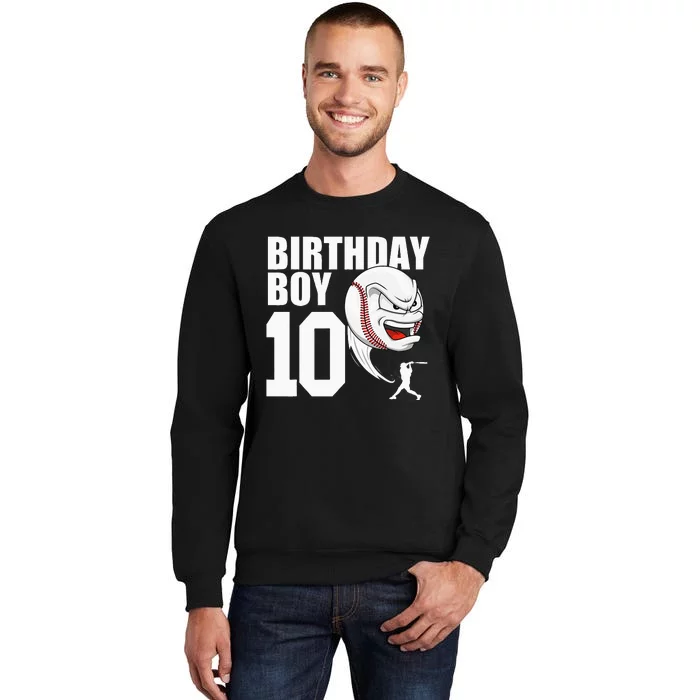 10 Year Old Baseball Birthday Party Theme 10th Gift For Boy Tall Sweatshirt