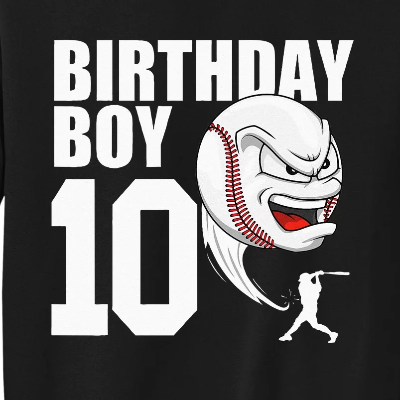 10 Year Old Baseball Birthday Party Theme 10th Gift For Boy Tall Sweatshirt