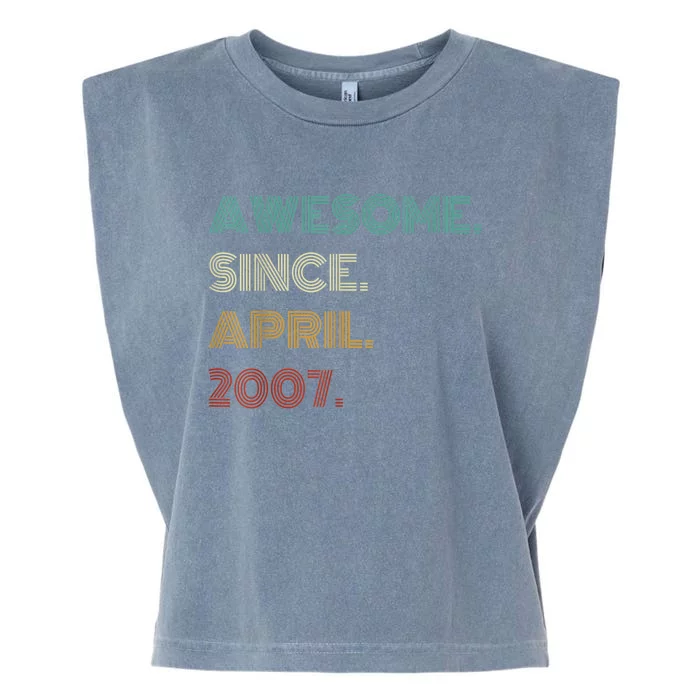 16 Years Old Awesome Since April 2007 16th Birthday Garment-Dyed Women's Muscle Tee