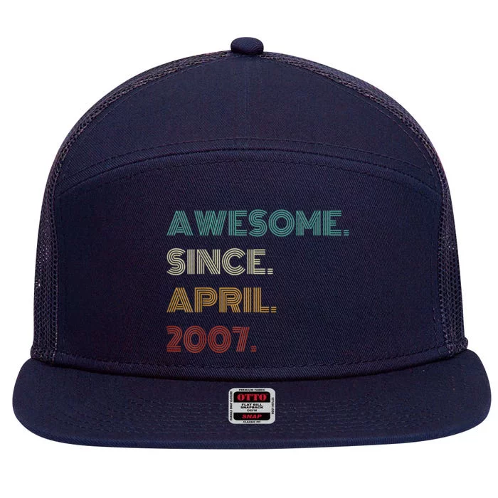 16 Years Old Awesome Since April 2007 16th Birthday 7 Panel Mesh Trucker Snapback Hat