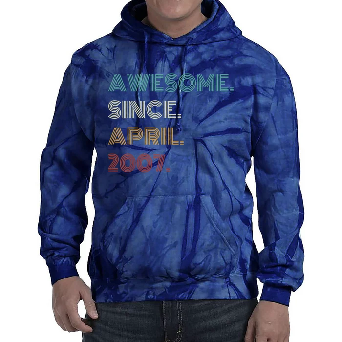 16 Years Old Awesome Since April 2007 16th Birthday Tie Dye Hoodie