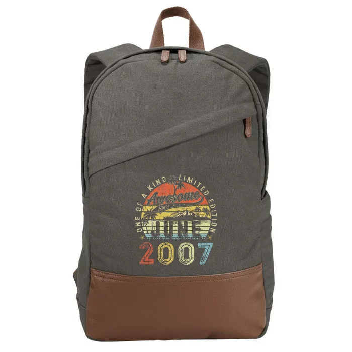 16 Year Old Awesome Since June 2007 16th Birthday (1) Cotton Canvas Backpack