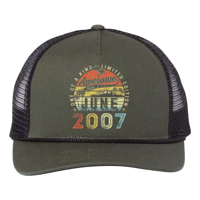 16 Year Old Awesome Since June 2007 16th Birthday (1) Retro Rope Trucker Hat Cap