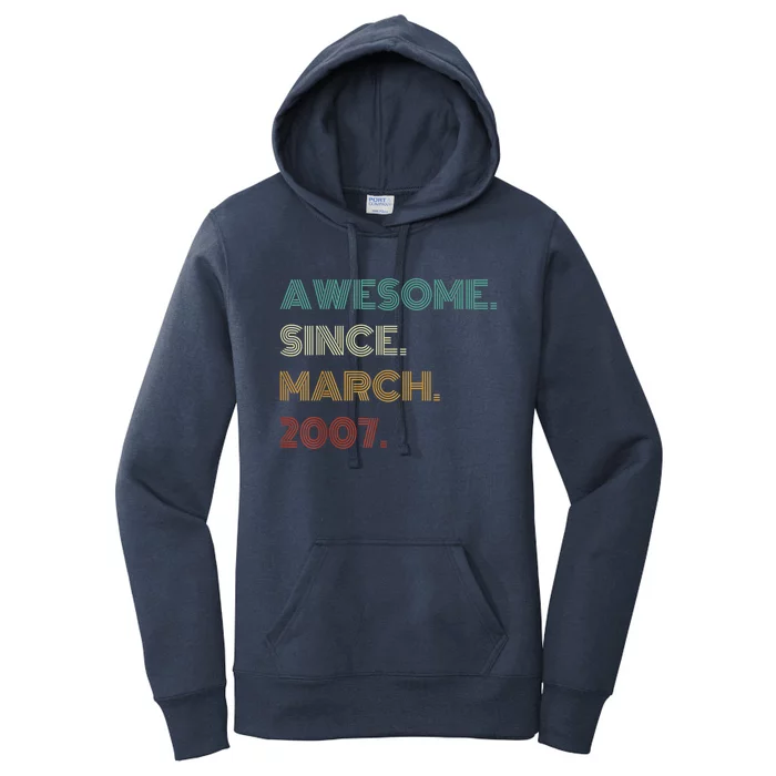 16 Years Old Awesome Since March 2007 16th Birthday Women's Pullover Hoodie