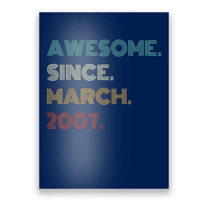 16 Years Old Awesome Since March 2007 16th Birthday Poster