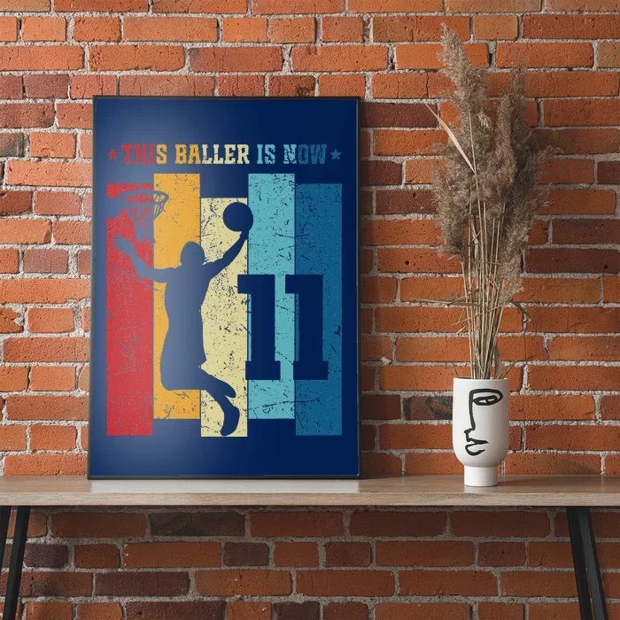 11 Year Old Basketball 11th Birthday Boy Basketball Player Poster