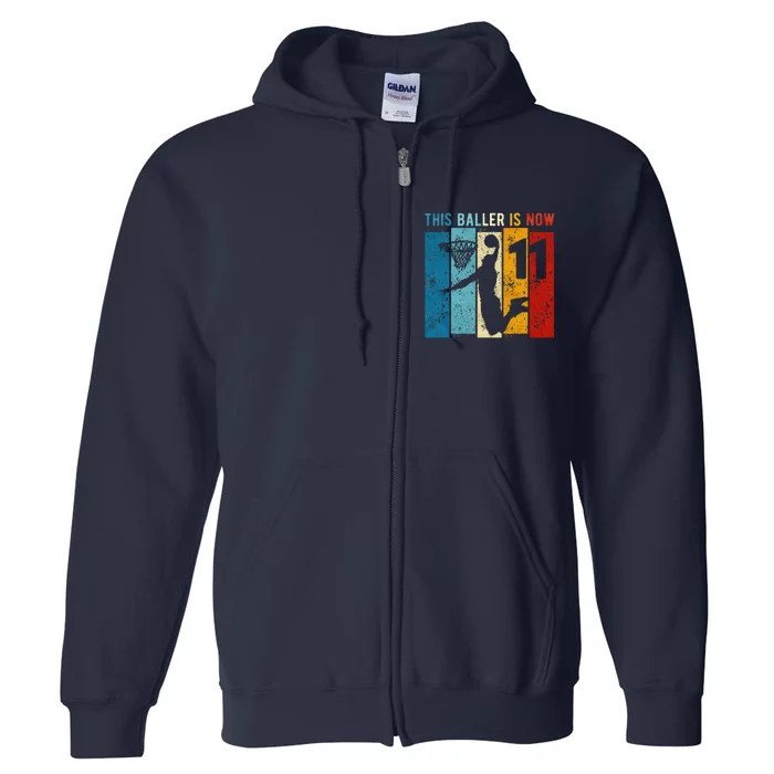 11 Year Old Basketball 11th Birthday Boy Full Zip Hoodie