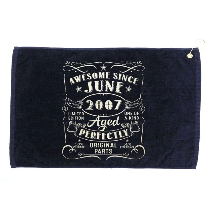 16 Year Old Awesome Since June 2007 16th Birthday Grommeted Golf Towel