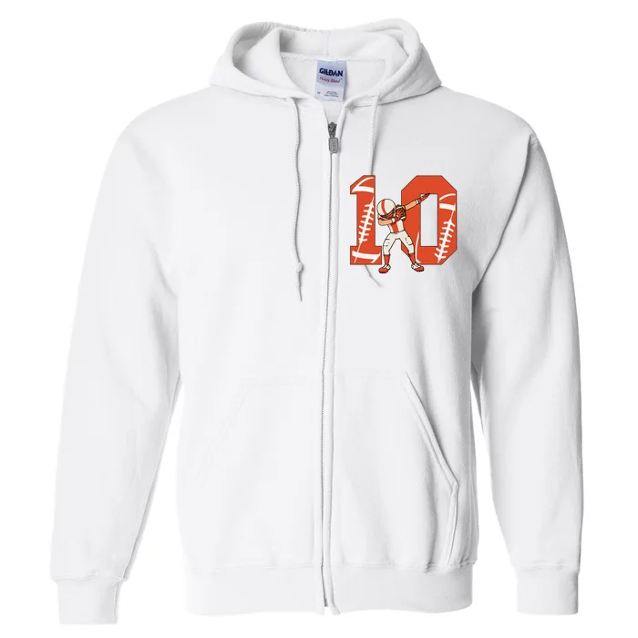 10 Years Old Football Player 10th Football Birthday Full Zip Hoodie