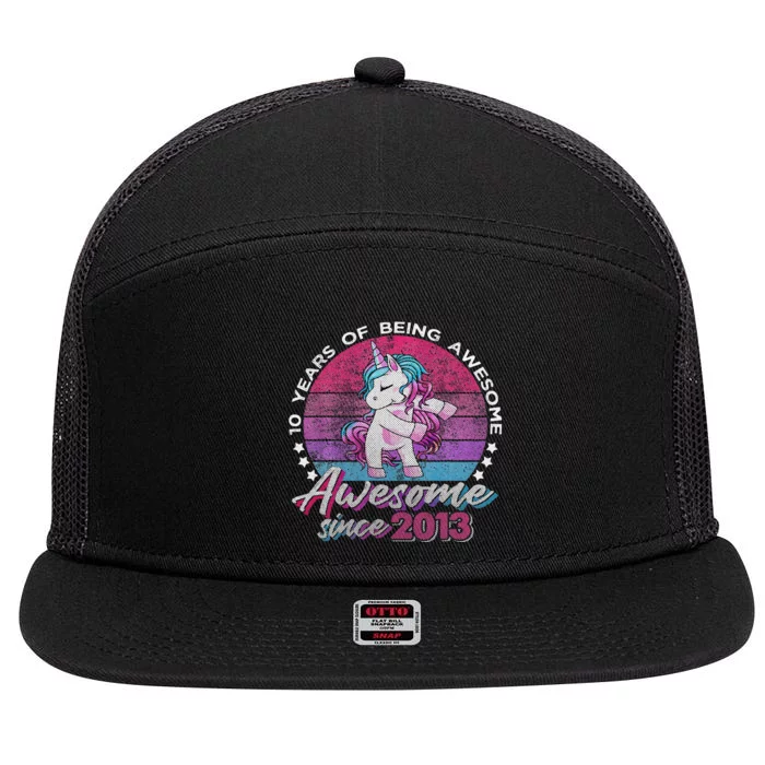 10 Years Old Flossing Unicorn Gifts 10th Birthday Party 7 Panel Mesh Trucker Snapback Hat