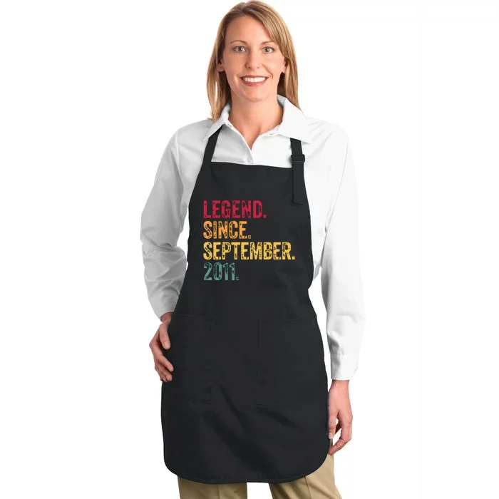 11 Years Old Legend Since September 2011 11th Birthday Gift Full-Length Apron With Pocket