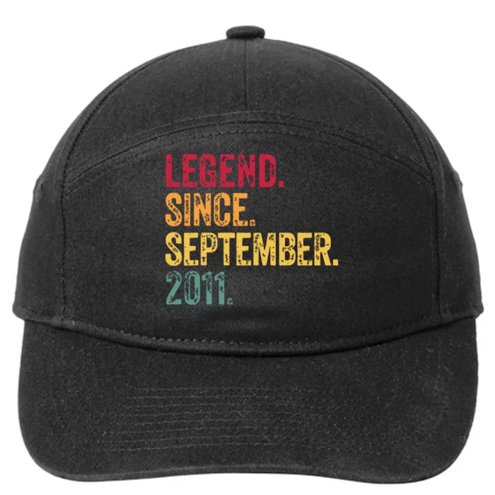 11 Years Old Legend Since September 2011 11th Birthday Gift 7-Panel Snapback Hat