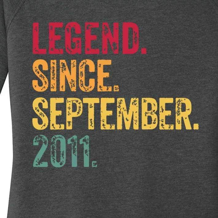 11 Years Old Legend Since September 2011 11th Birthday Gift Women's Perfect Tri Tunic Long Sleeve Shirt