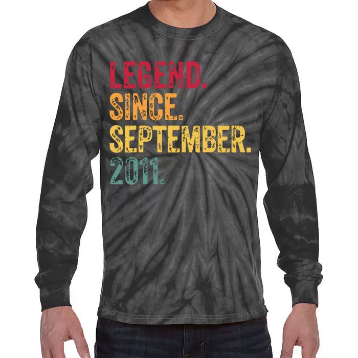 11 Years Old Legend Since September 2011 11th Birthday Gift Tie-Dye Long Sleeve Shirt