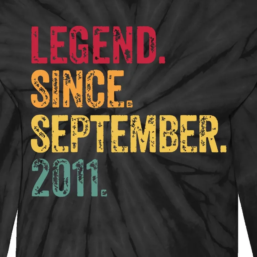 11 Years Old Legend Since September 2011 11th Birthday Gift Tie-Dye Long Sleeve Shirt