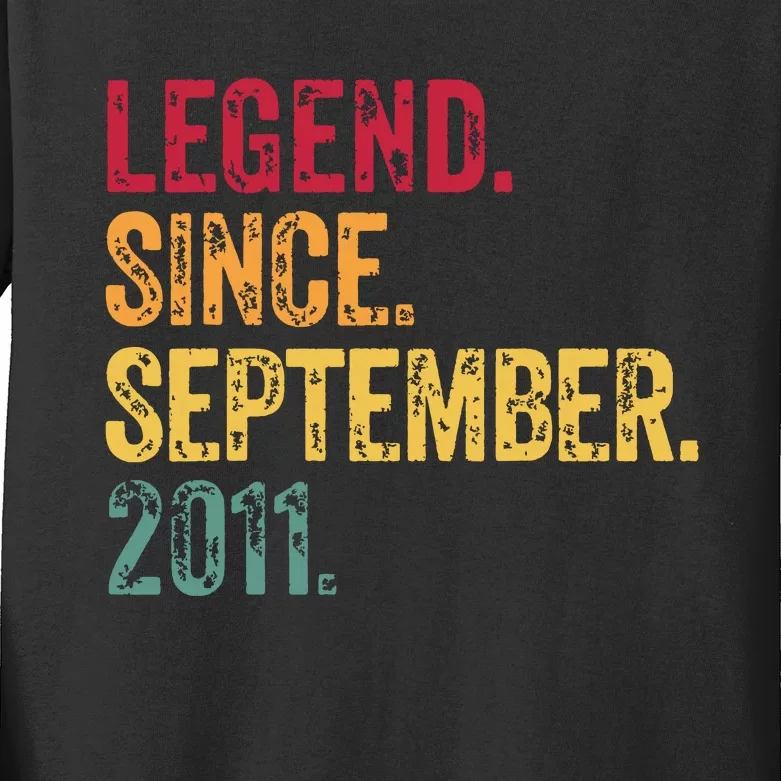 11 Years Old Legend Since September 2011 11th Birthday Gift Kids Long Sleeve Shirt