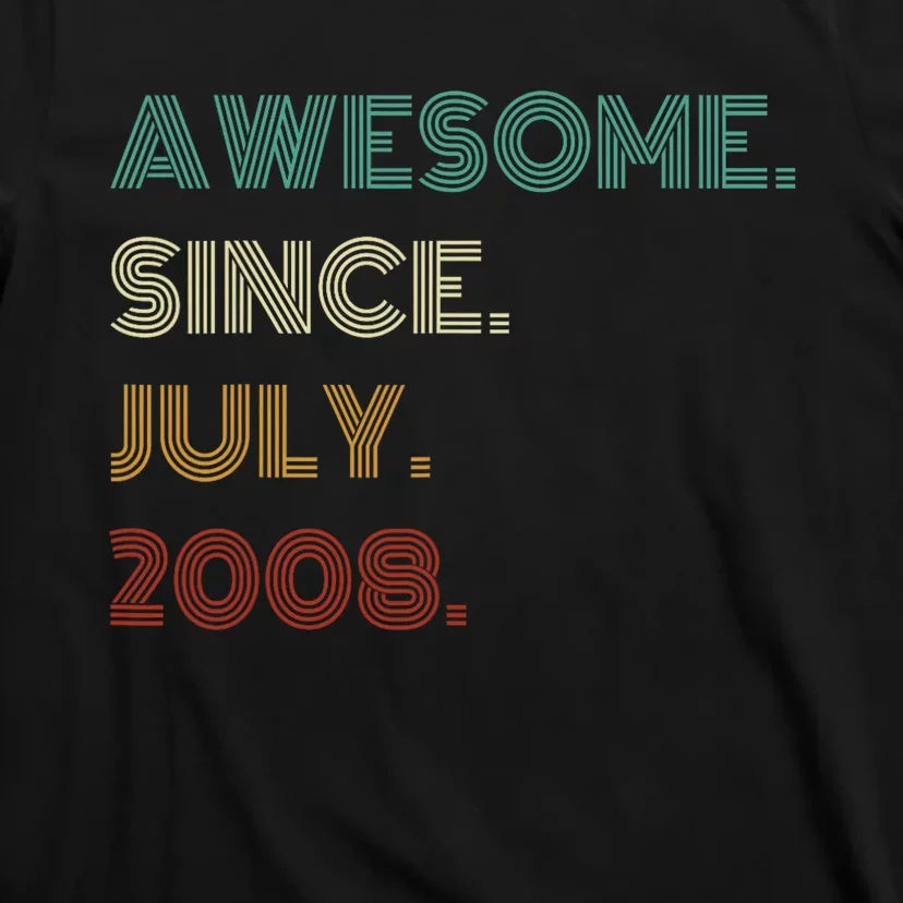 16 Years Old Awesome Since July 2008 16th Birthday T-Shirt