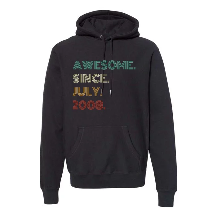 16 Years Old Awesome Since July 2008 16th Birthday Premium Hoodie