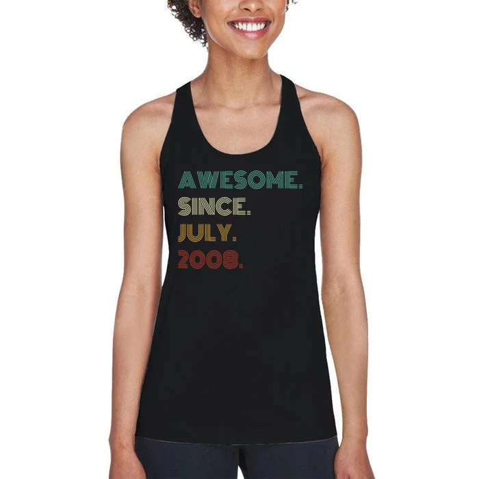 16 Years Old Awesome Since July 2008 16th Birthday Women's Racerback Tank