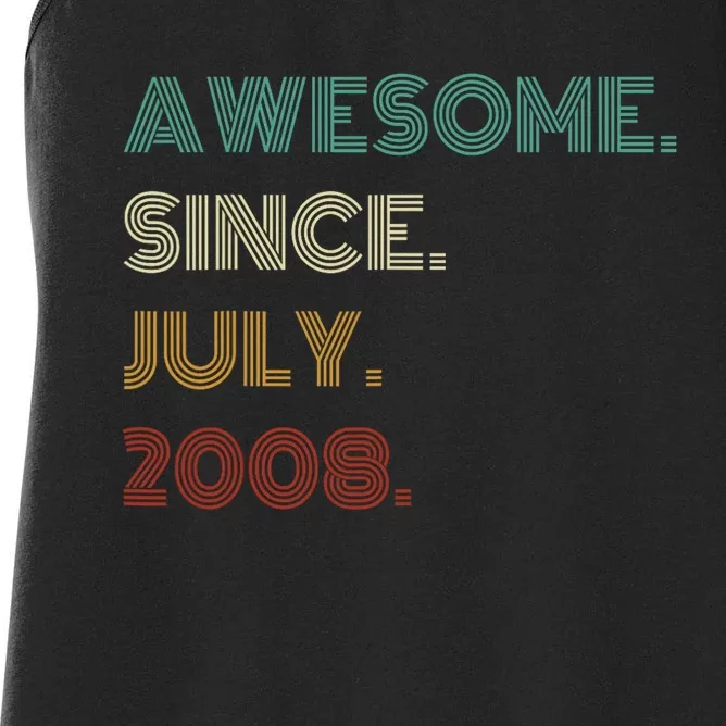 16 Years Old Awesome Since July 2008 16th Birthday Women's Racerback Tank