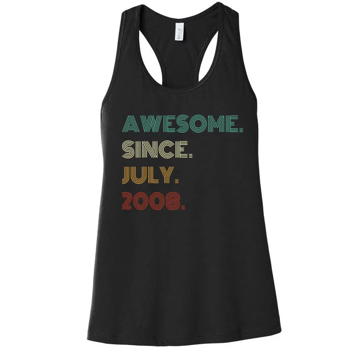 16 Years Old Awesome Since July 2008 16th Birthday Women's Racerback Tank