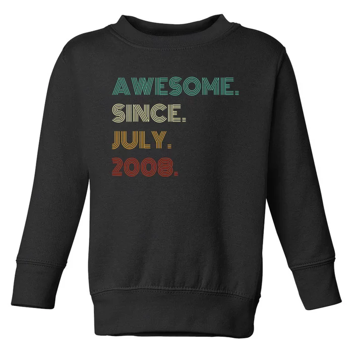 16 Years Old Awesome Since July 2008 16th Birthday Toddler Sweatshirt