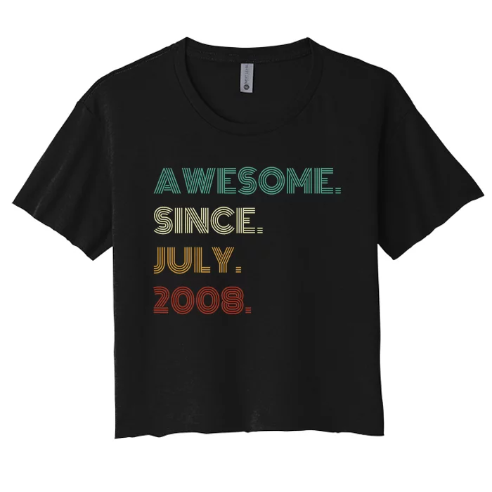 16 Years Old Awesome Since July 2008 16th Birthday Women's Crop Top Tee