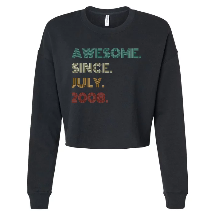 16 Years Old Awesome Since July 2008 16th Birthday Cropped Pullover Crew