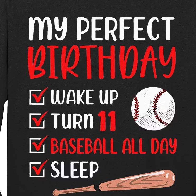 11 Year Old Baseball Birthday Party 11th Boy Eleven Player Long Sleeve Shirt