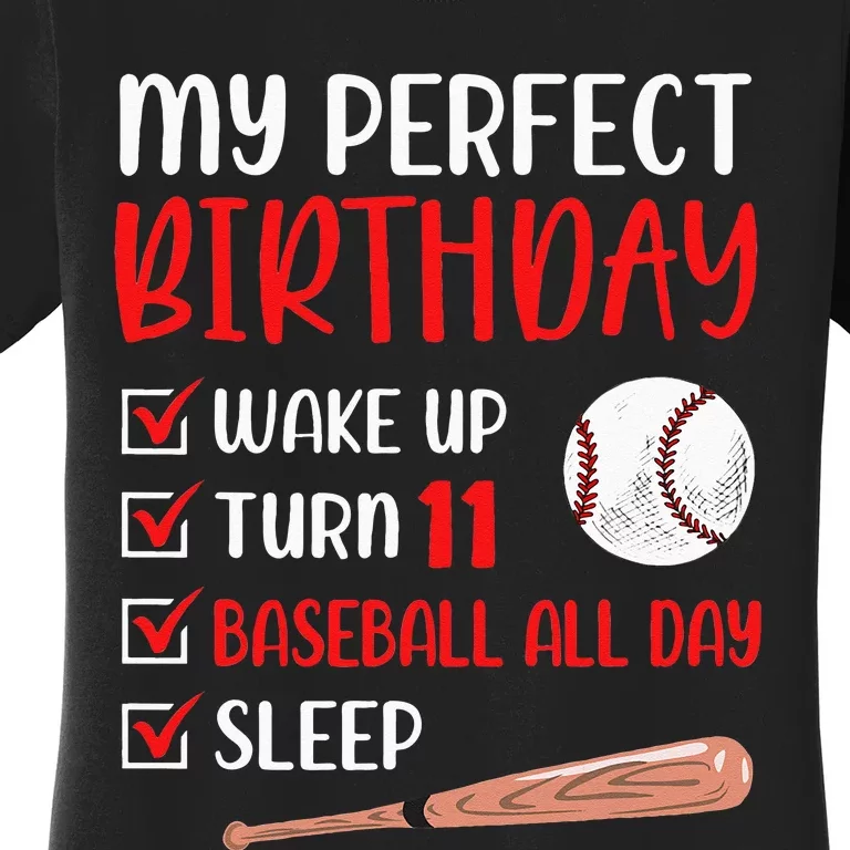 11 Year Old Baseball Birthday Party 11th Boy Eleven Player Women's T-Shirt