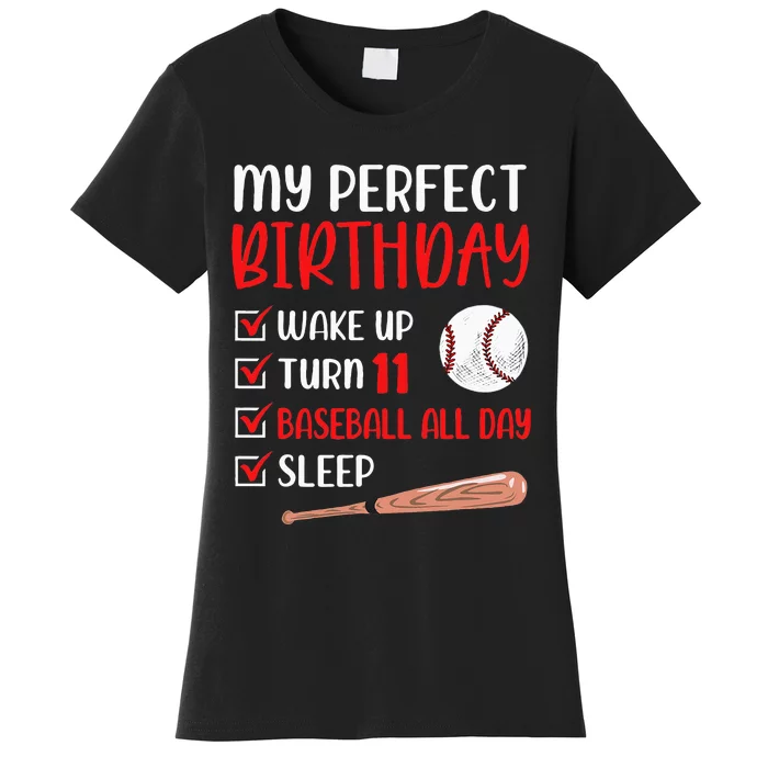 11 Year Old Baseball Birthday Party 11th Boy Eleven Player Women's T-Shirt