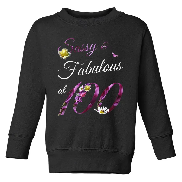 100 Year Old Sassy Fabulous Floral 1923 100th Birthday Gift Toddler Sweatshirt