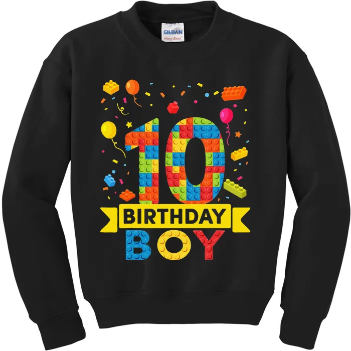 10 Year Old Building Blocks 10th Birthday Kids Sweatshirt