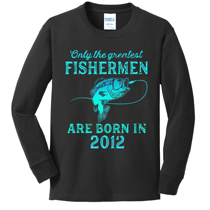 11 Years Old Fisherman Born In 2012 11th Birthday Kids Long Sleeve Shirt